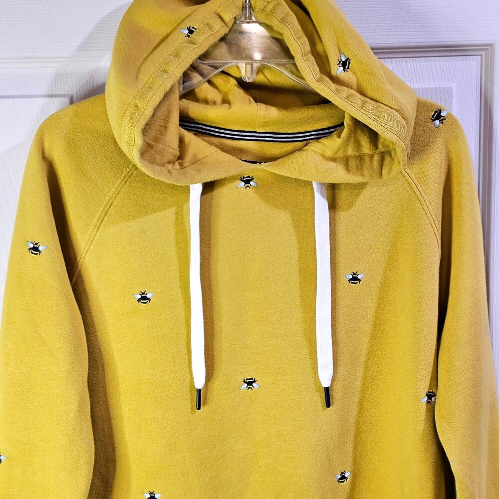 Joules Hoodie Womens Sz 6 Yellow Bee Embroidery Cottagecore Kawaii Raglan Fit - Picture 4 of 10